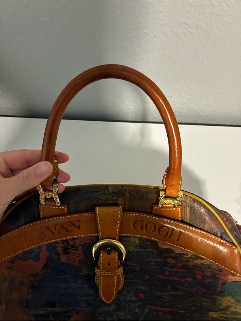 Van Gogh Leather-Trim Multicolor Satchel - Picture 3 of 11
